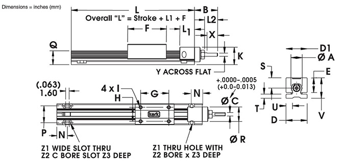 RGS04 Non-Motorized Rail Dimensional Drawing