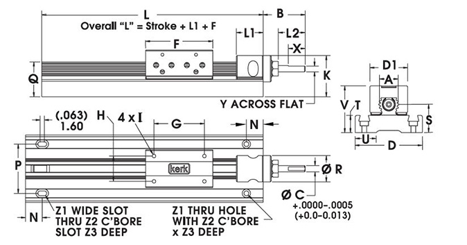 RGW10 Non-Motorized Rail Dimensional Drawing