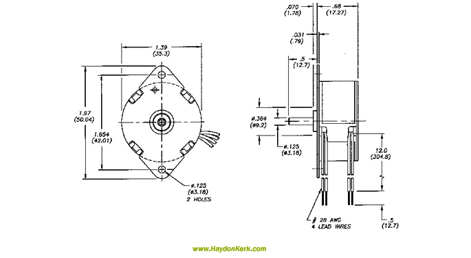 36mm Can-Stack Rotary Sleeve Bearing Motor Dimensional Drawing